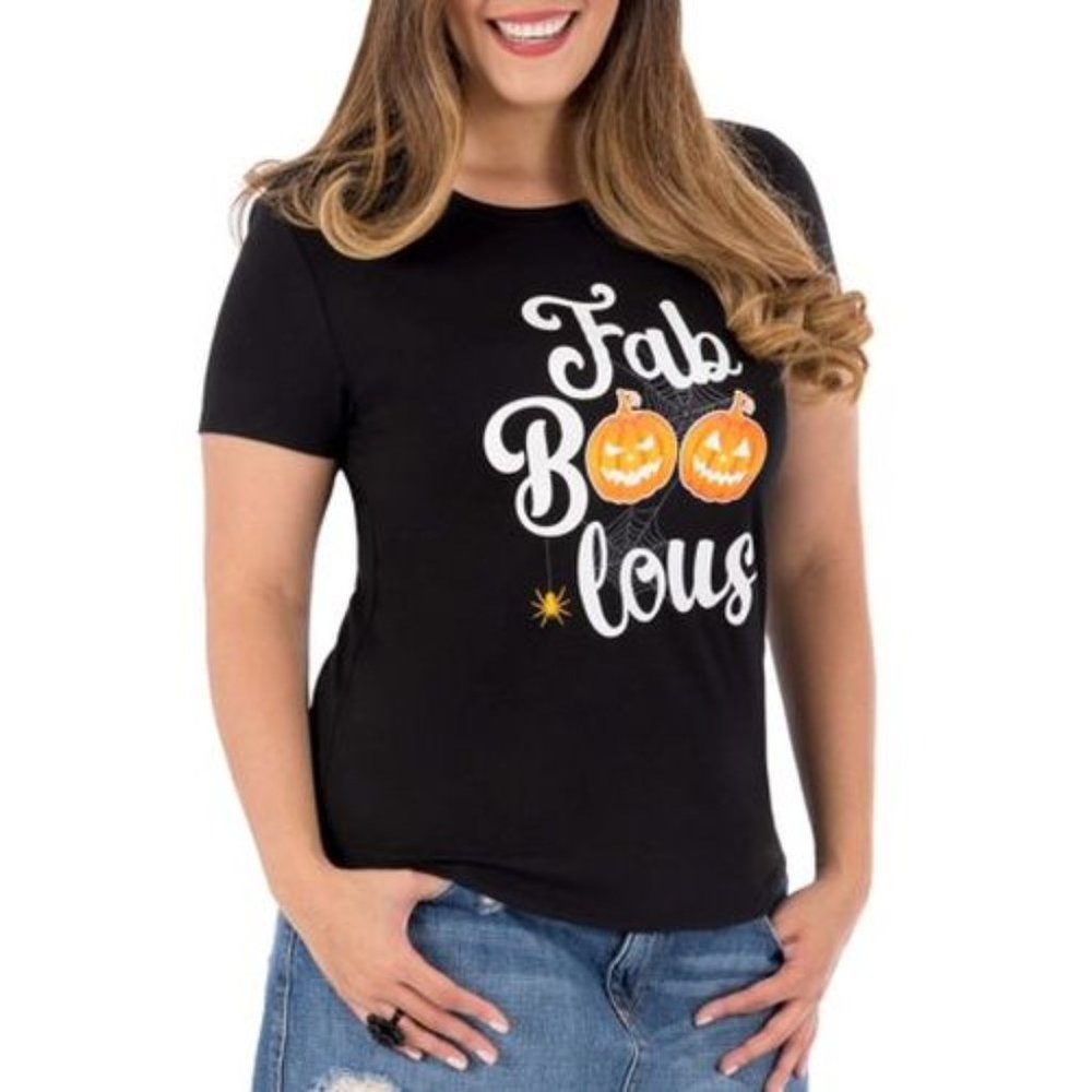 NWT FabBooLous‎ Halloween T-Shirt Black Tee Shirt
